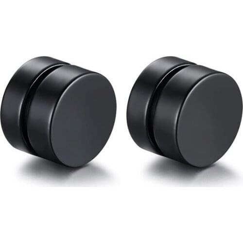 Single Side Golden Black Magnet Circle Round Earrings Stainless Steel Magnetic Earring No Piercing For women Men Jewelry