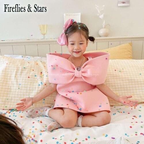 Summer Quality Girls Strap Dress Baby Party Dress Dress Kids Vintage Vestidos Children Birthday Dress Big Bow 2 To 7 Yrs