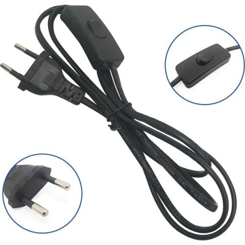 EU Plug Power Wire with Switch Connector Electrical Cords for LED Tube 1.8M Power Supply Extension Cable for LED Bar Lights