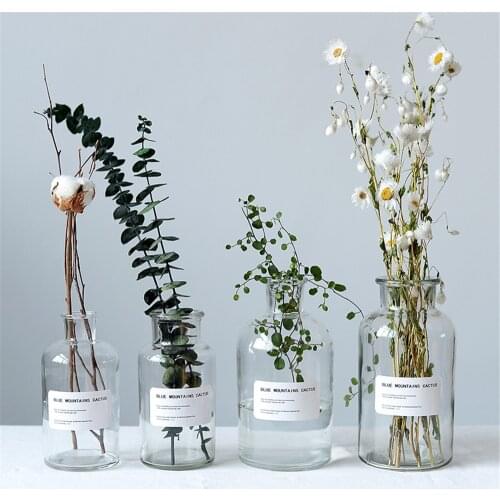 Transparent Glass Storage Jars Chic Dry Flower Vase Scandinavian Fresh Floral Container Desktop Decor Organizer Jar