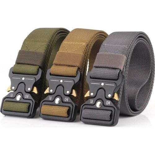 Outdoor Battle Sports Army Hunting Belt Mens Tactical Belt Adjustable Military Training Belt Metal Buckle Survival Accessories