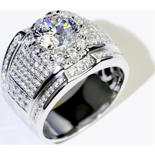 Luxury Male ring 925 Sterling silver AAAAA cz Engagement Wedding Band Rings for men Party Finger Jewelry