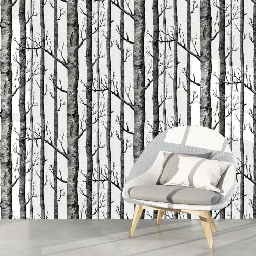 Birch Tree Peel And Stick Wallpaper Self Adhesive Black And White Wood Stick Wallpaper For Study Background Wall Home Decortion
