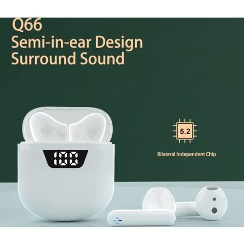 Q66 TWS Earphone Wireless Bluetooth Headphones AI Control Gaming Headset Stereo Bass With Microphone Noise Reduction