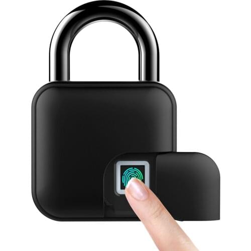 Smart Padlock Fingerprint & APP Unlocking 300mAh Rechargeable Fingerprint BT Lock Keyless 10 Sets Fingerprints IP65 Waterproof