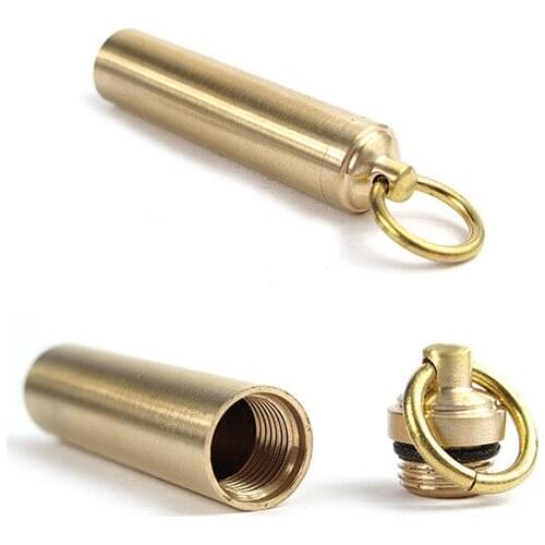 A256 CNC CNC Pure Copper Survival Waterproof Tank Waterproof Bin Brass Medicine Bottle Outdoor EDC Lifesaving Key Pendant