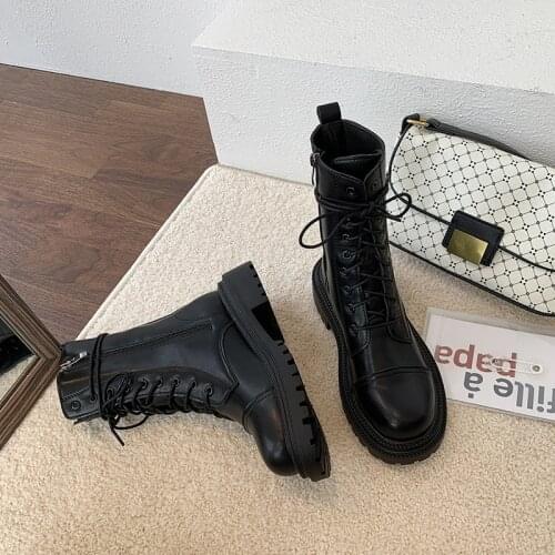 Womens Mid Calf Boots Shoes Round Toe Boots-women Summer Booties Low Heels booties Luxury Designer 2020 Mid-Calf Autumn