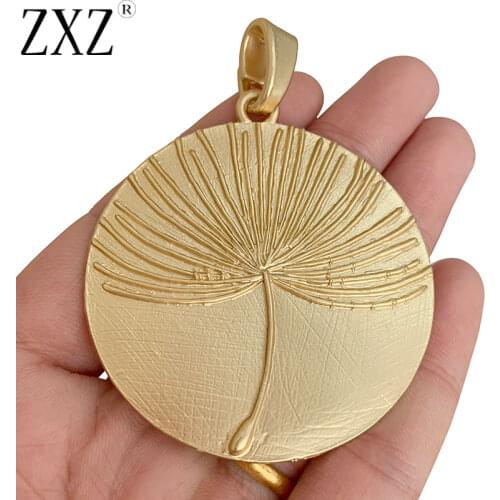 ZXZ 2pcs Matt Gold Boho Large Round Dandelion Flower Charms Pendants for Necklace Jewelry Making Accessories