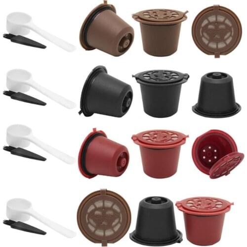 1/3Pcs Reusable Refillable for Nespresso Coffee Capsule With 1PC Plastic Spoon Filter Pod For Original Line Filters Dropshipping