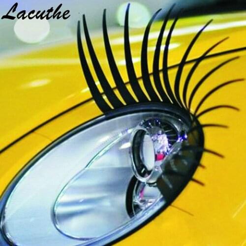1 Pair Charming Black False Eyelashes Car Stickers and Decals Headlight Decoration Car Styling Automobile 3D Eye Lash Sticker