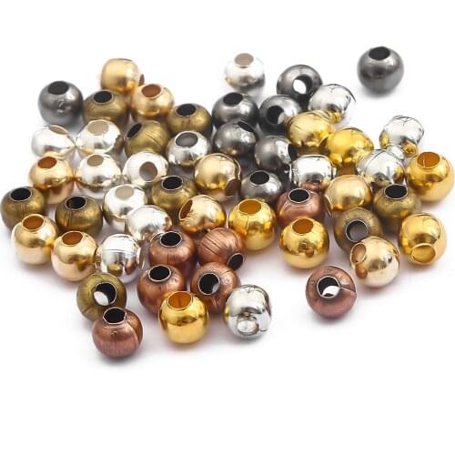 100-500Pcs 2-6mm Mix Color Round Spacer Ball End Seed Metal Beads For Jewelry Making Findings Accessories Bracelets DIY Supplies