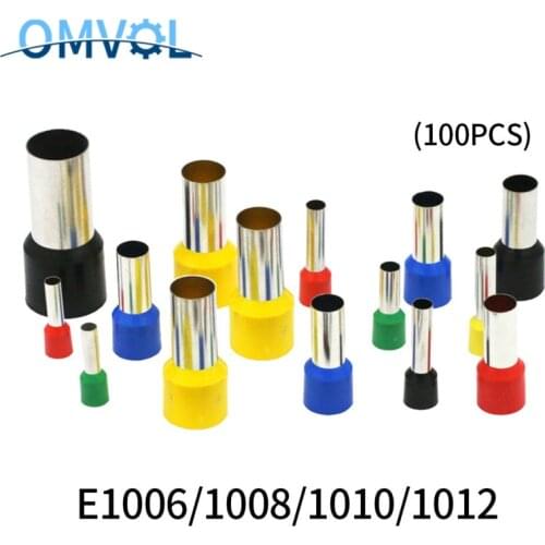100PCS/lot E1006 E1008 E1010 E1012 Insulated Ferrules Terminal 1.0MM2 Cable WireConnector Insulating Crimp Terminal Connect