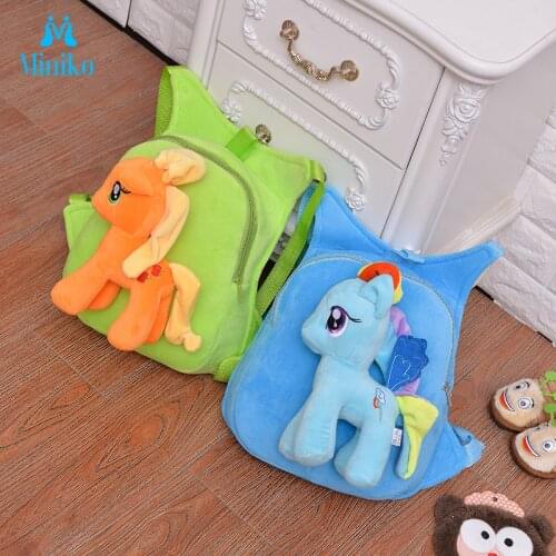 2019 Baby Cartoon Animal Pony Plush Backpack Children My Little Bag Shoulder Schoolbag Soft Doll Kids Bag For Girl Kindergarten