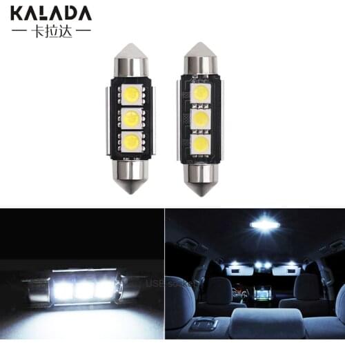 2X Canbus Error Free Black Board Feston C5W 36-39-41MM LED 5050 3 SMD For Car Led Light Bulbs 6000K White License Plate Lamp 12V