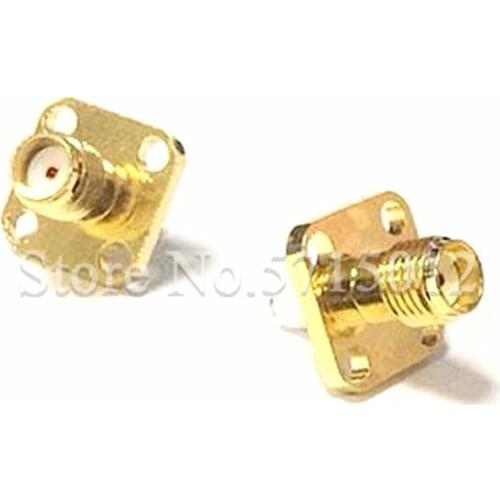 5pcs SMA Radio-frequency Connector SMA-KFD6 Famale Flange Gold-plated Brass Four-hole RF Coaxial Connector 6mm Insulator