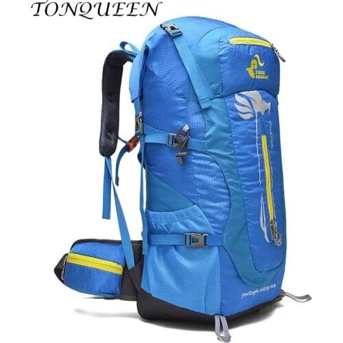 50L Waterproof Outdoor Backpack Camping With Rain Cover Rucksack Portable Hiking Backpack Men Women Travel Bag Sports Bag WX119