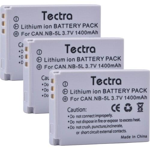 Tectra NB-5L NB5L Battery 3PCS for Canon PowerShot S100 S110 SD700 SD800 SD900 SD990 SX200 SX210 SX220 SX230