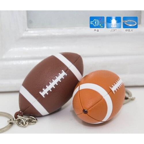 FREE SHIPPING BY DHL 100pcs/lot 2019 New LED Plastic Rugby Keychains with Sound American Football Keyrings for Gifts