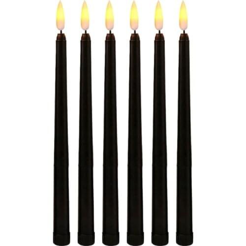Big deal Pack of 6 Black LED Birthday Candles,Yellow Flameless Flickering Battery Operated LED Halloween Candles