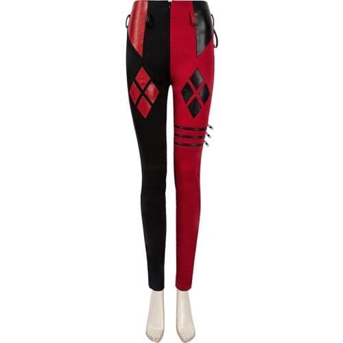 Suicide 2 Quinzel Pants Cosplay Adults Women Costume Joker Girl fight Suit Red and Black Pants For Halloween