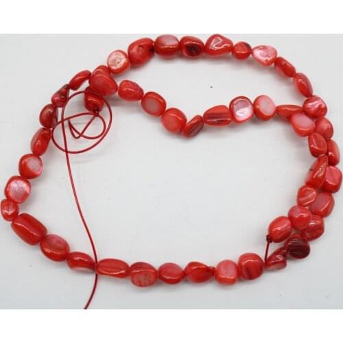 5-7mm Natural Gravel Irregular Square Shape Dye red Shell Beads Stone For Jewelry Making DIY Bracelet Necklace 15''/Strand