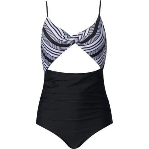 Black Bathing Suit One Piece Set Elegant Commuter Womens Sexy Summer Shoulder Trim Hollow Out Designer Swimsuit Solid Color