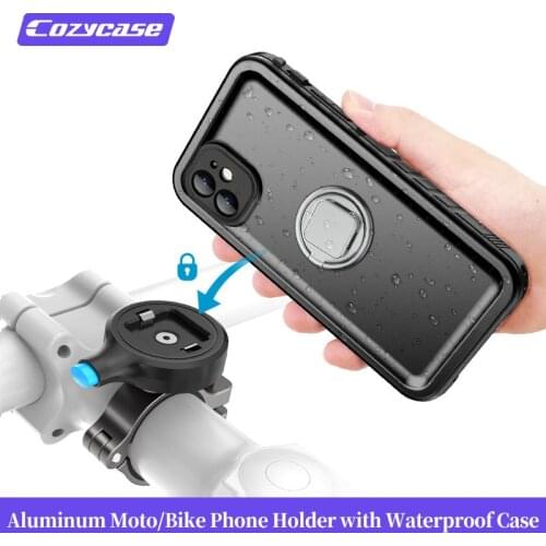 Cozycase 3-in-1 Motorcycle Bicycle Moto Bike Phone Holder Mount With Waterproof Case for iPhone 12 Mini Pro 11 Max Water Proof