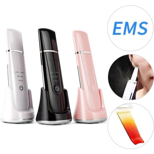 EMS Ultrasonic Skin Scrubber Deep Face Cleaning Machine Peeling Blackhead Remover Wireless Charging Face Lifting Thermal Care