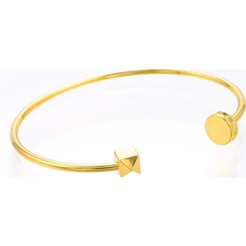 Fine simple Geometry Open Bangle tiny cuff bracelet Jewelry Bangle for Women Girls Party fashion gift