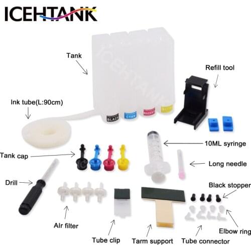 ICEHTANK 4 Color Ciss Ink System Tank 122XL 122 XL for HP 122 Deskjet 1510 2000 2540 3050 1050A 2050A 3050A Printer Cartridges