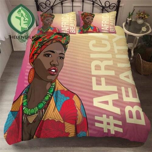 HELENGILI 3D Bedding Set African Style Print Duvet Cover Set Bedclothes with Pillowcase Bed Set Home Textiles #YC-286