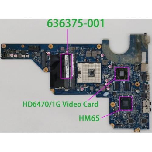 For HP Pavilion G4 G6 G7T Series 636375-001 DA0R13MB6E0 HD6470/1G HM65 Laptop Motherboard Mainboard Tested & Working Perfect
