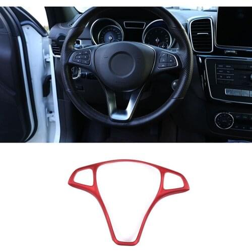 Matte red ABS for Mercedes benz C E GLC CLA GLA Class W205 W213 X253 C117 X156 Car Steering Wheel Decoration Frame Trim