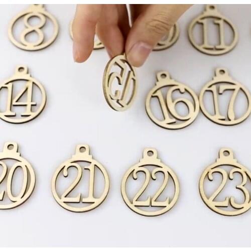 25PCS Wooden Number Set Unfinished Wood Numbers DIY Cutout Wooden Number for Wall Decor Home Decoration and Kids Learning