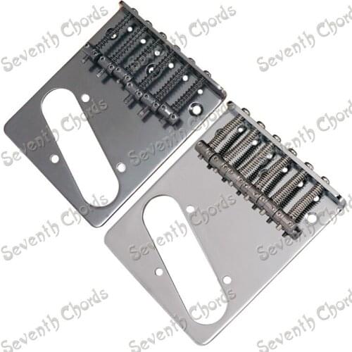 A Set 6 String Saddle Bridge for TL Electric Guitar Replacement /Strings through bridge or body / Chrome - Black for choose