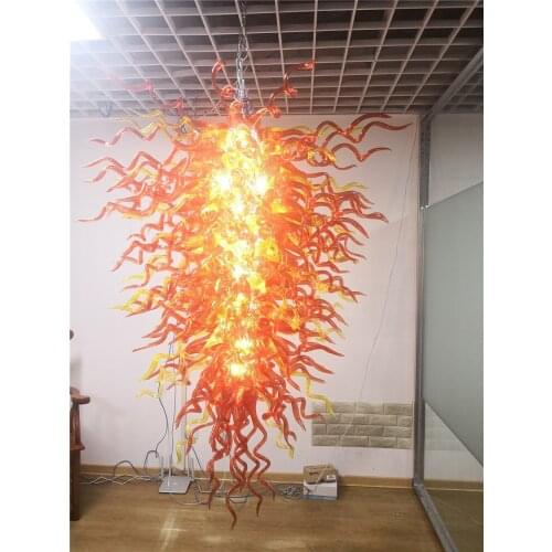 New Big Pretty Red Orange Glass Chandelier 110-240V Dale Murano Crystal Art Lighting for Fancy House Decor