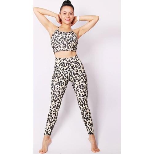 2021 new leopard print yoga pants quick-drying custom stretch European and American skinny peach bag hip fitness trousers yoga b
