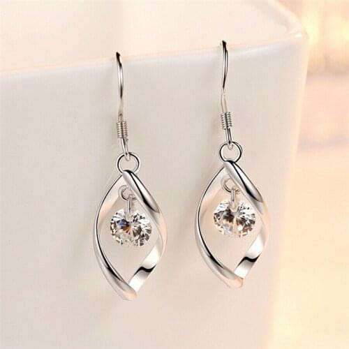 New Fashion Silver Plated Whirling Shape Round Rhinestones Earrings For Women Jewelry Pendientes