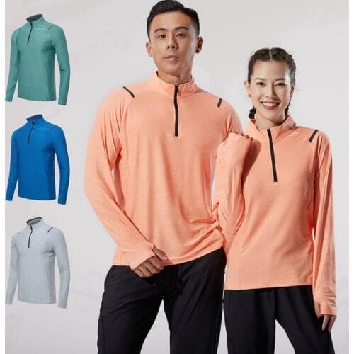Autumn winter Sport Men T-shirt with Zipper Quick Dry Long Sleeve Sportswear Men Fitness Outdoor Running Trainining Clothing Gym