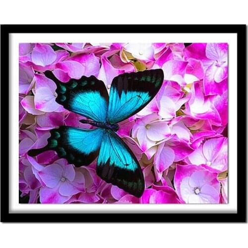 Full square/Round 5D DIY Diamond embroidery blue butterfly flower diamond Painting Cross Stitch Rhinestone D08