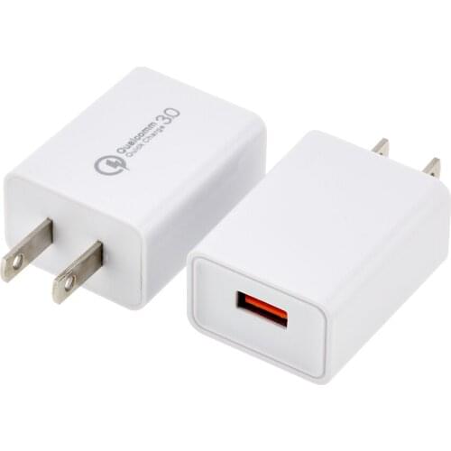 QC3.0 Single USB Charger For Mobile Phone Adapter US Plug Quick Charger Travel Smart Charging Head Converter For Xiaomi 80PCS