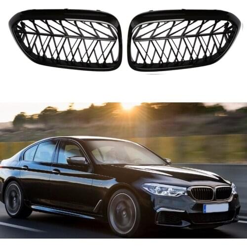 Car Front Grille Kidney Grill Slat for BMW 5 Series G30 G31 G38 F90 M5 2018 2019 Gloss Black ABS Plastic