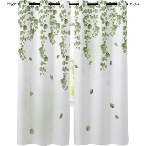 Luxury Curtains Watercolor Eucalyptus Leaves Plant Green Window Curtain Living Room Bedroom Drapes Panel Curtain for Living Room