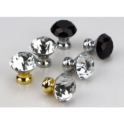 30MM/25MM/40MM New Crystal Diamond Handle Drawer Single Hole Zinc Alloy Furniture Knob European Style Cupboard Hardware Handle