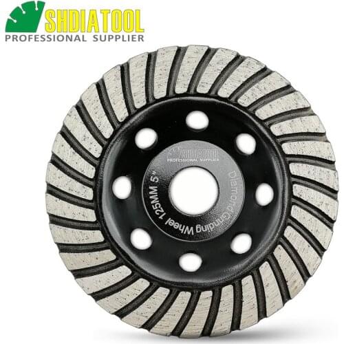 SHDIATOOL 5inch Diamond Turbo Row Grinding Cup Wheel Dia 125mm Grinding Disc For Concrete Masonry