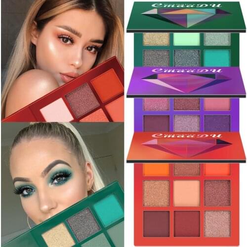 CmaaDu 9 Color Diamond Glitter Eyeshadow Matte Shimmer Glitter Eye shadow Makeup Palette Long Lasting Neon Pigments Cosmetics
