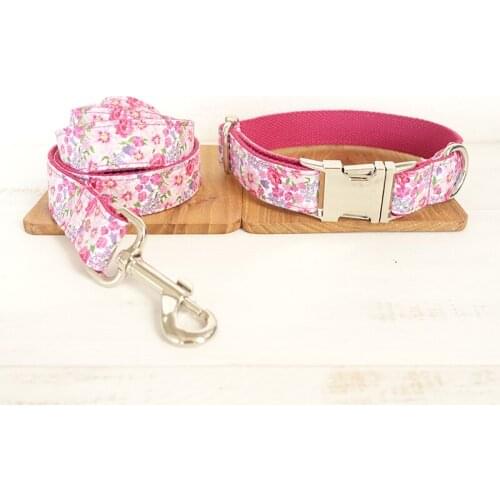Floral collar colorful dog necklace THE PINK FLOWER unique style bow-tie dog collars and leashes set 5 sizes