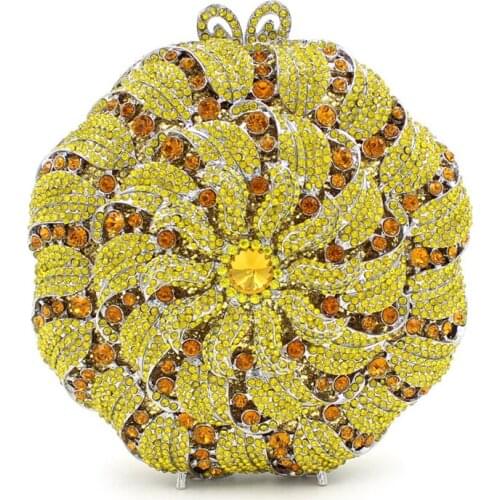 XIYUAN pink/red yellow Colorful Crystal Purse Evening Clutch Bag Women Metal Box Minaudiere Wedding Party Dinner Diamond Handbag