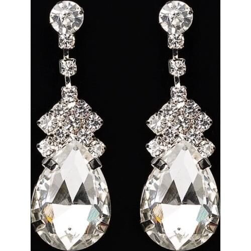 YFJEWE Fashion Colorful Shiny Rhinestone Water Drop Earrings for Women Elegant Dangle Earrings Jewelry Christmas Gifts E038