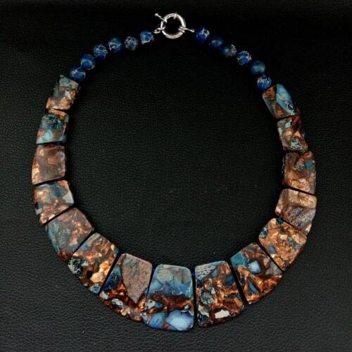 YYGEM 19'' Mixed Color Sea Sediment Imperial Jasper Graduated Necklace